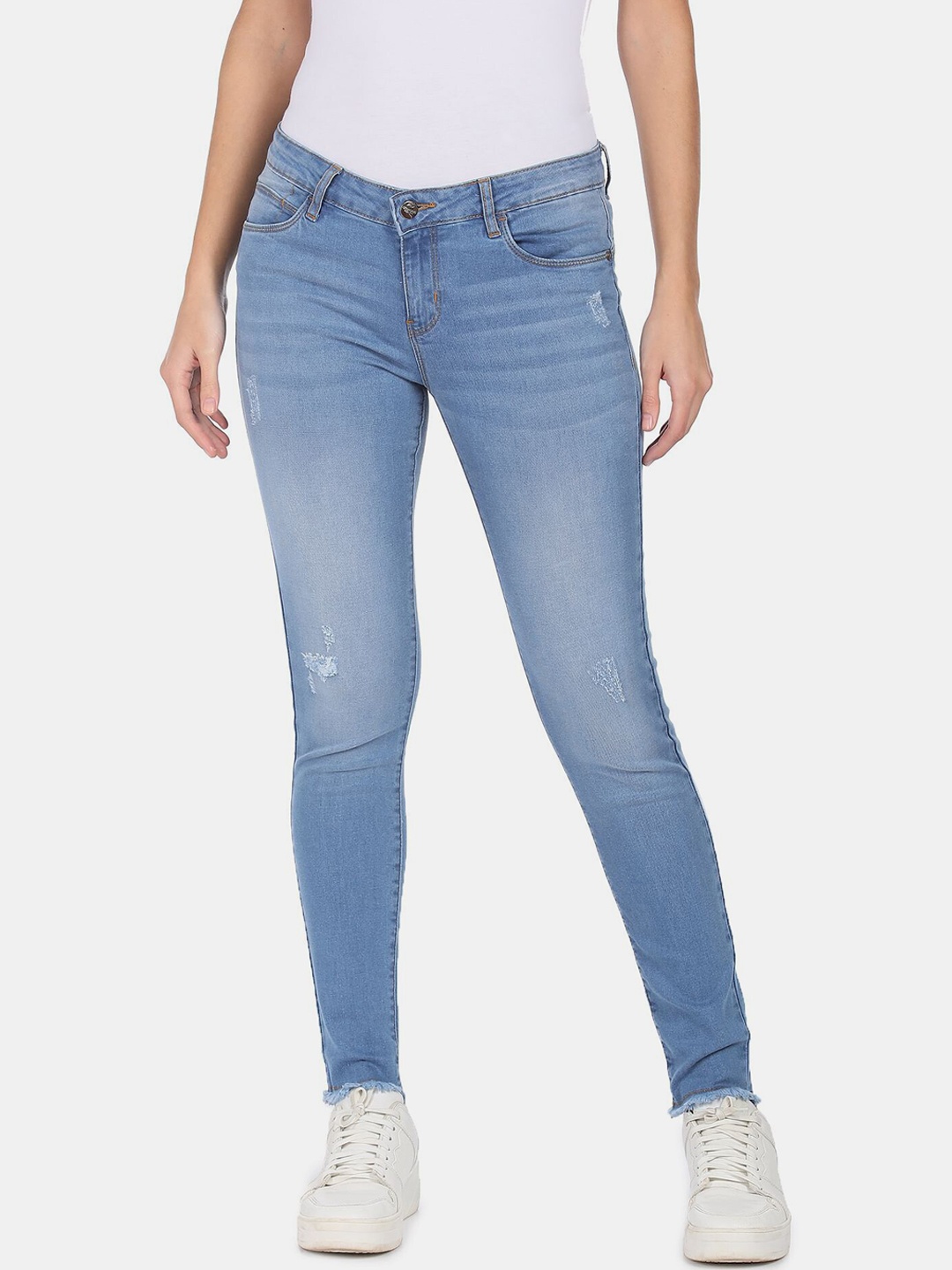 

Cherokee Women Blue Slim Fit Low Distress Light Fade Jeans
