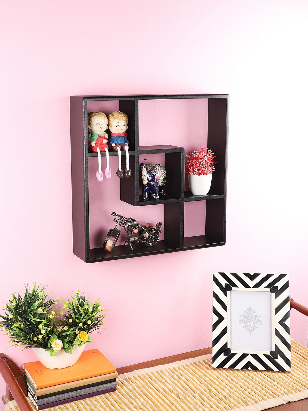 

Home Sparkle Black MDF Wall Shelf With 3 Shelves