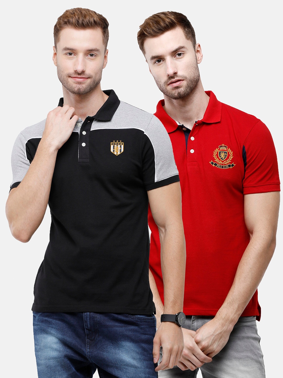 

ARDEUR Men Multicoloured Pack of 2 Polo Collar T-shirts, Multi