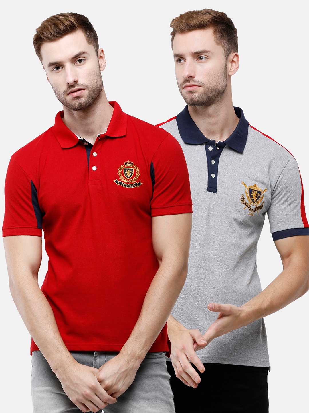 

ARDEUR Men Set of 2 Multicoloured Polo Collar T-shirt, Multi