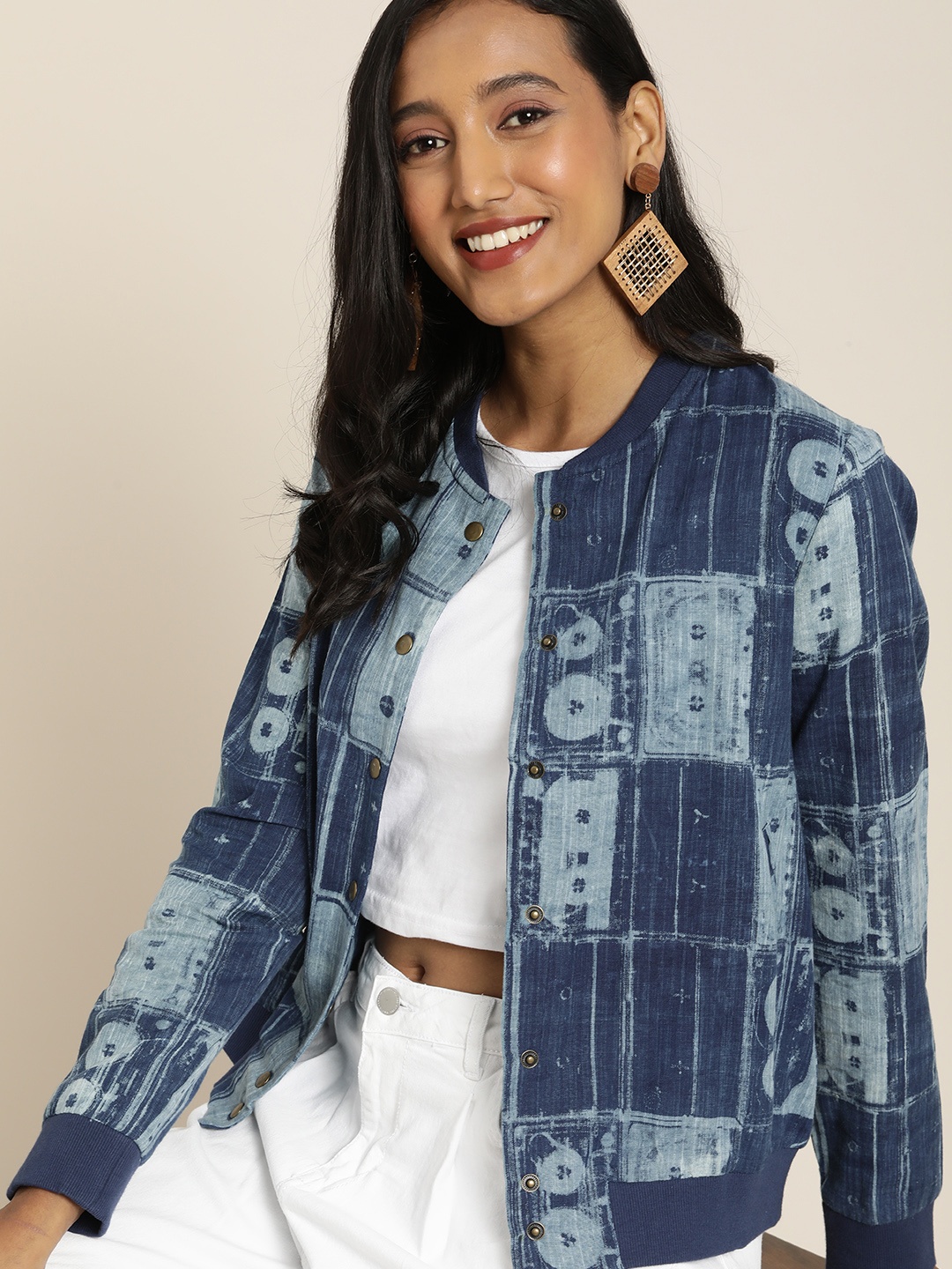 

Taavi Women Blue Bomber Jacket