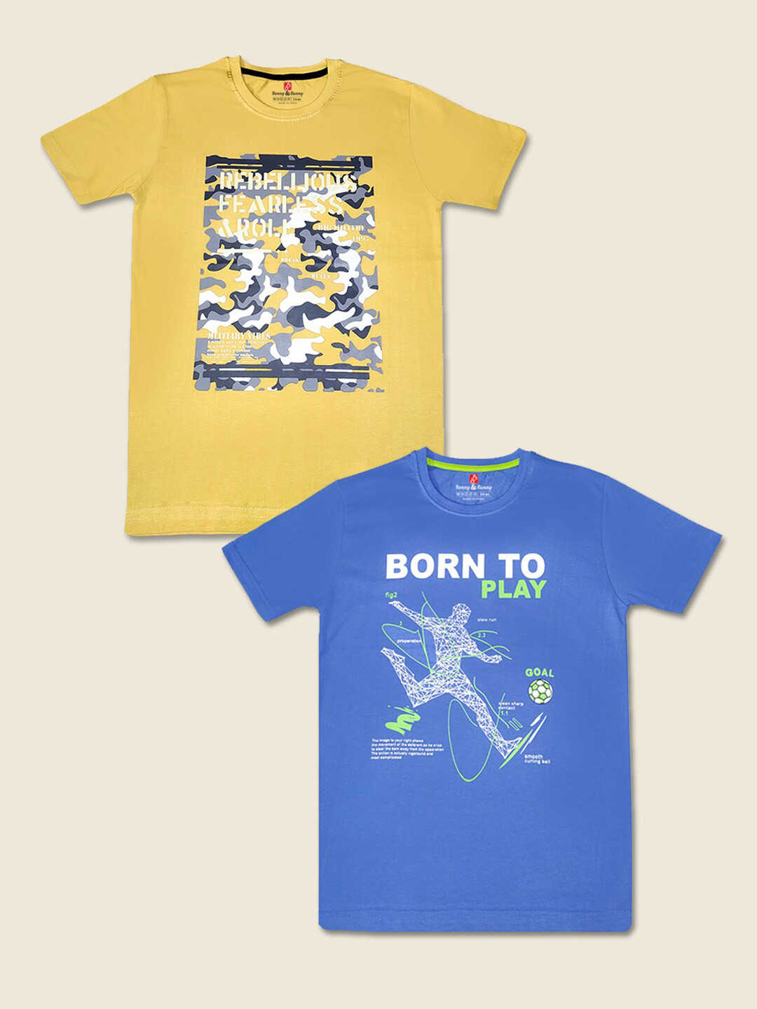 

Benny n Bunny Boys Pack Of 2 Printed Pure Cotton T-shirt, Yellow