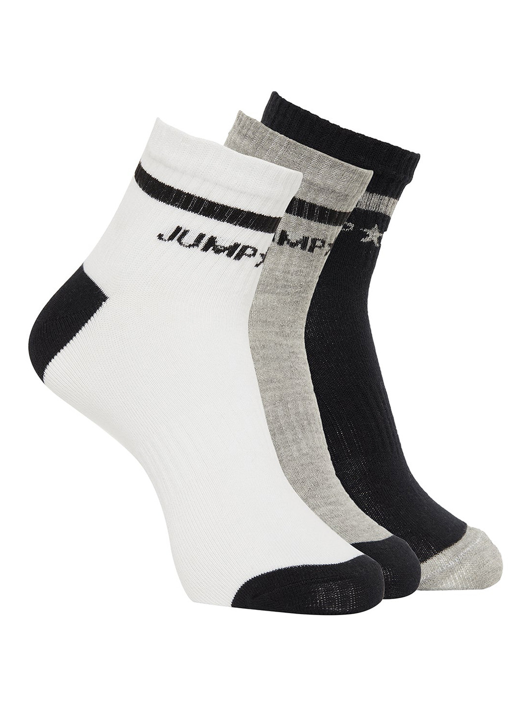 

JUMP USA Men Pack Of 3 Ankle Length Cotton Socks, Black