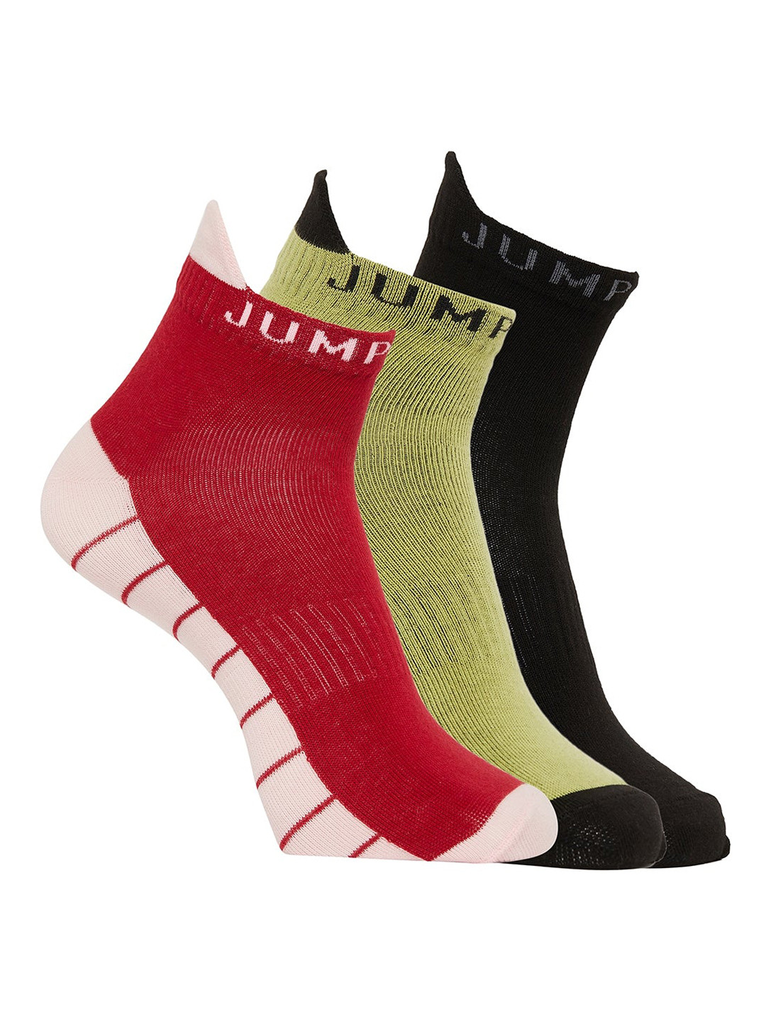 

JUMP USA Men Black & Red Pack Of 3 Ankle Length Socks