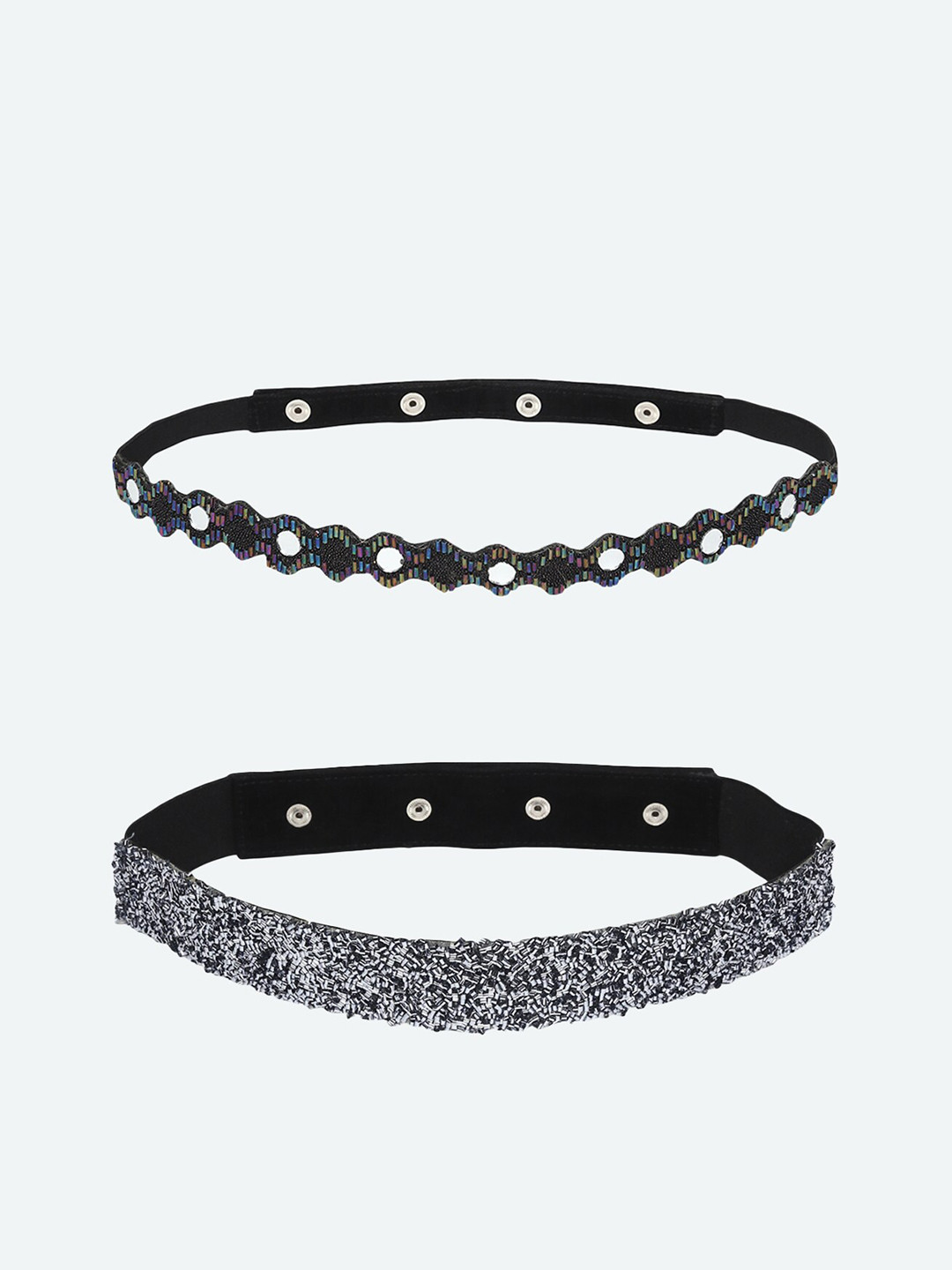 

DEEBACO Women Silver Embellished Pack Of 2 Belts