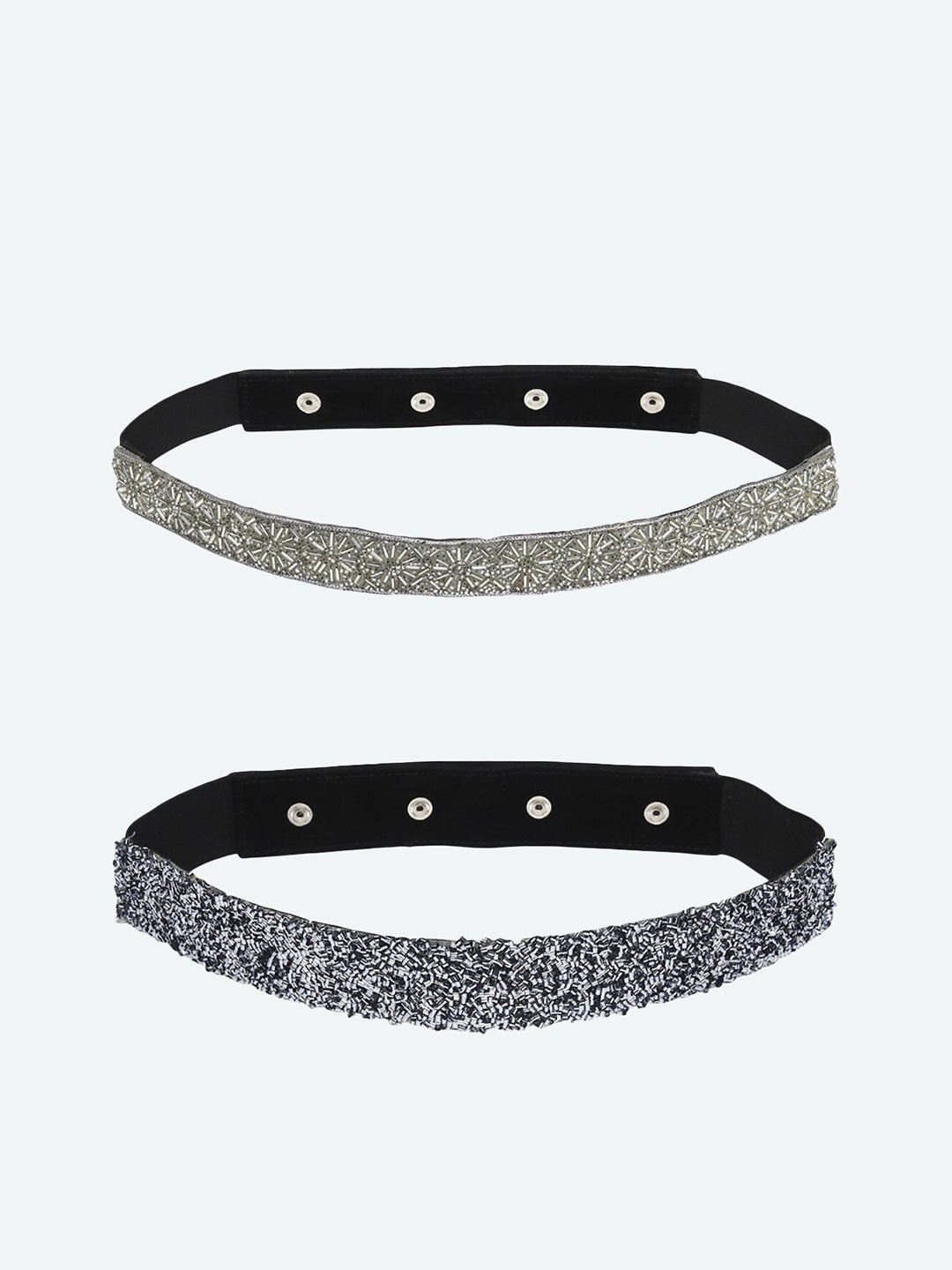 

DEEBACO Women Pack Of 2 Silver-Toned Embellished Belt