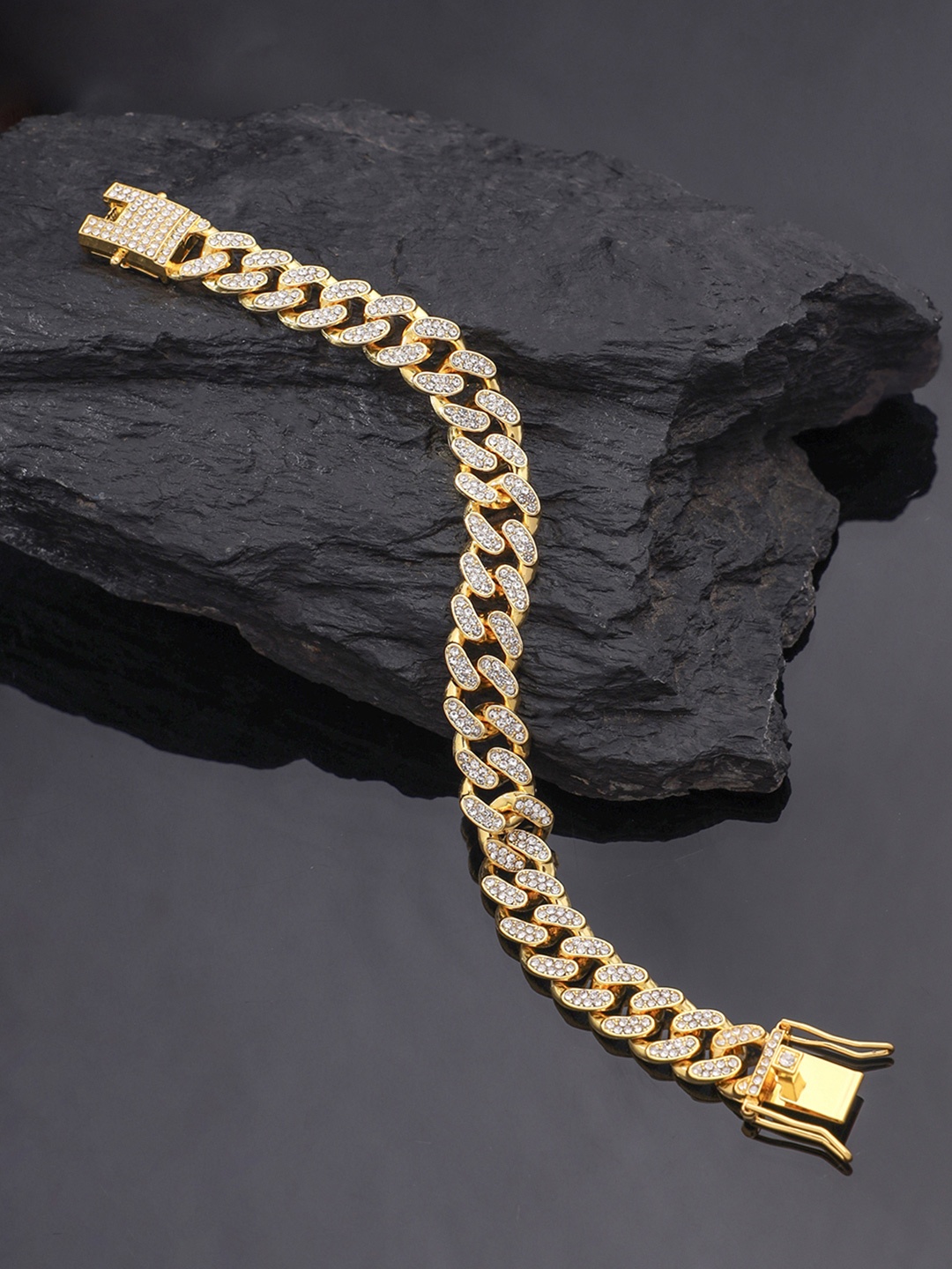 

Yellow Chimes Men Gold-Toned & White Gold-Plated Link Bracelet