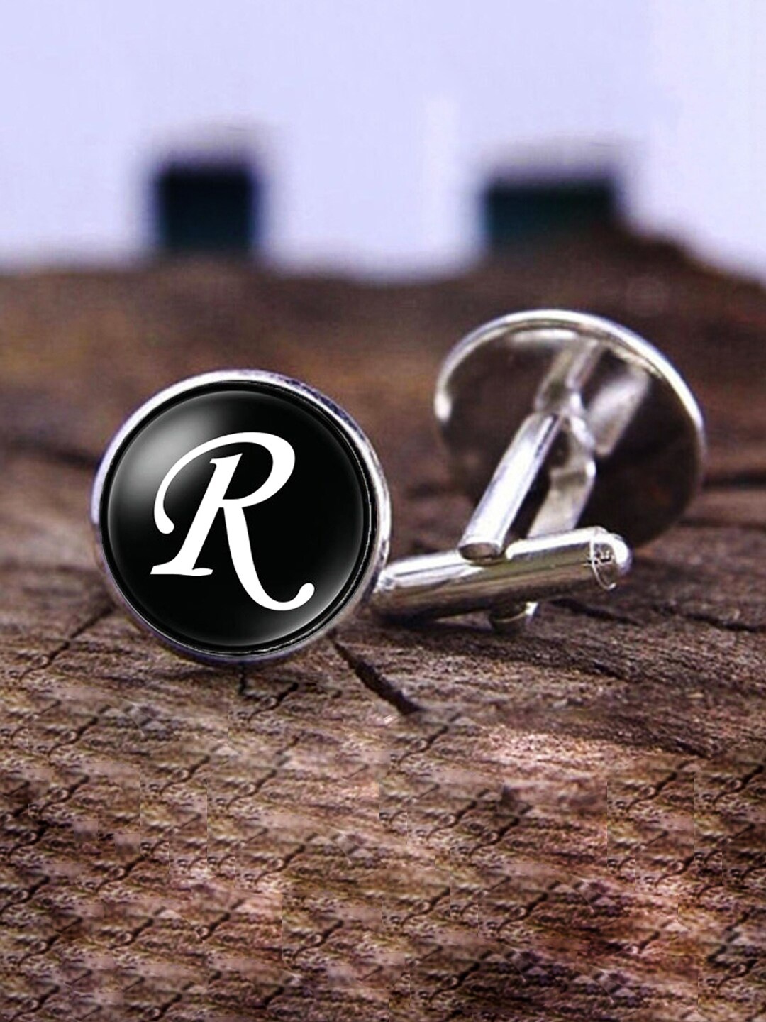 

Yellow Chimes Black & White Round Cufflink