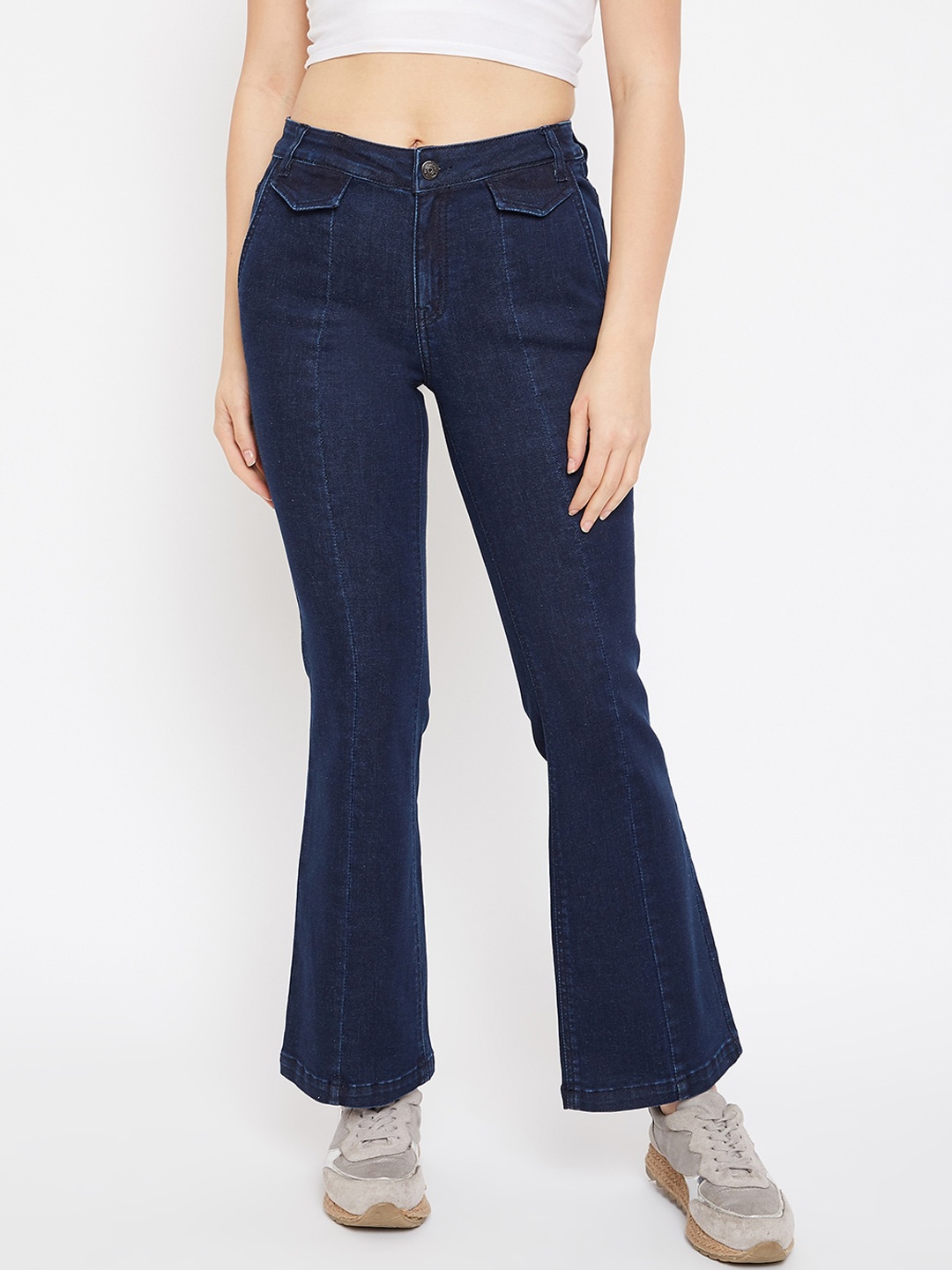 

Madame Women Navy Blue Jean Tapered Fit Jeans