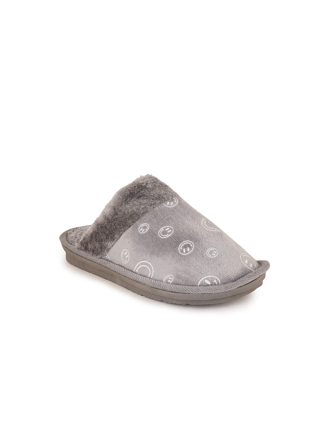 

Walkfree Women Grey & White Printed Fur Room Slippers