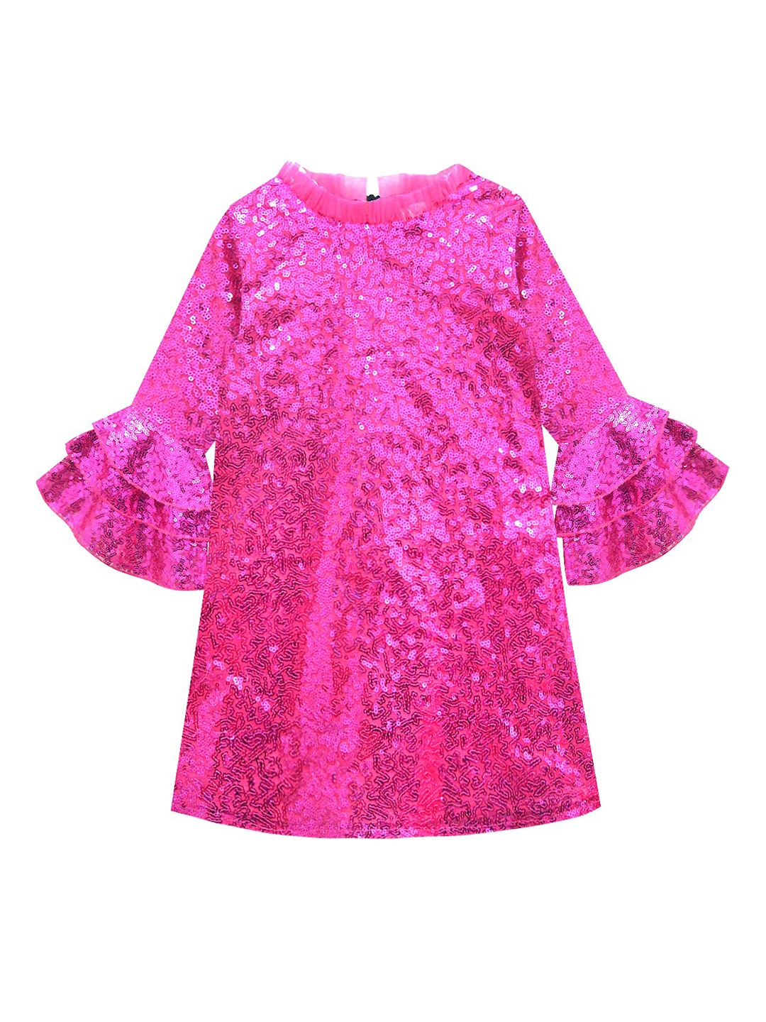 

A.T.U.N. Girls Fuchsia Embellished Round Neck A-Line Dress