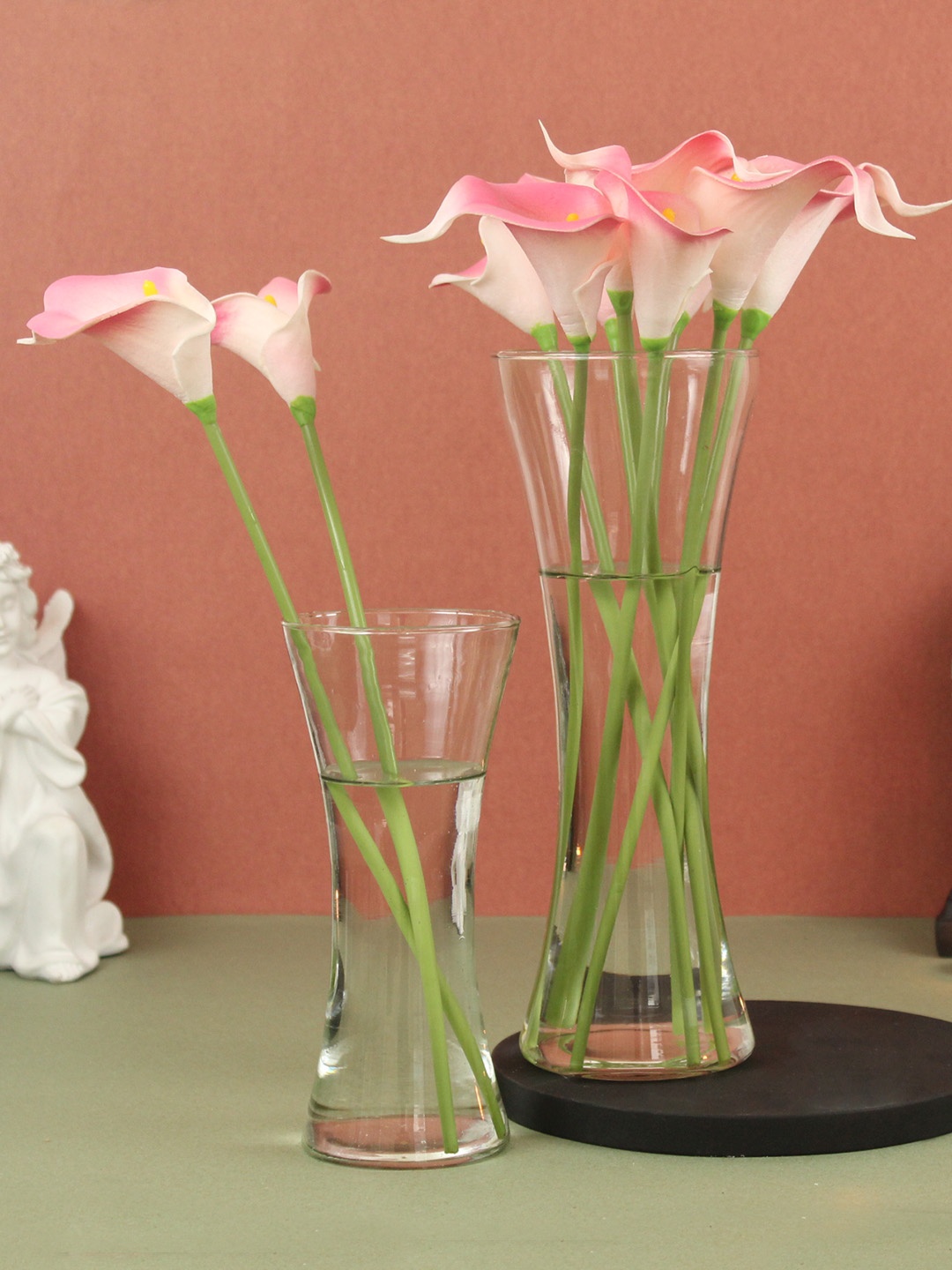 

TIED RIBBONS Set Of 2 Transparent Decorative Table Top Glass Vases