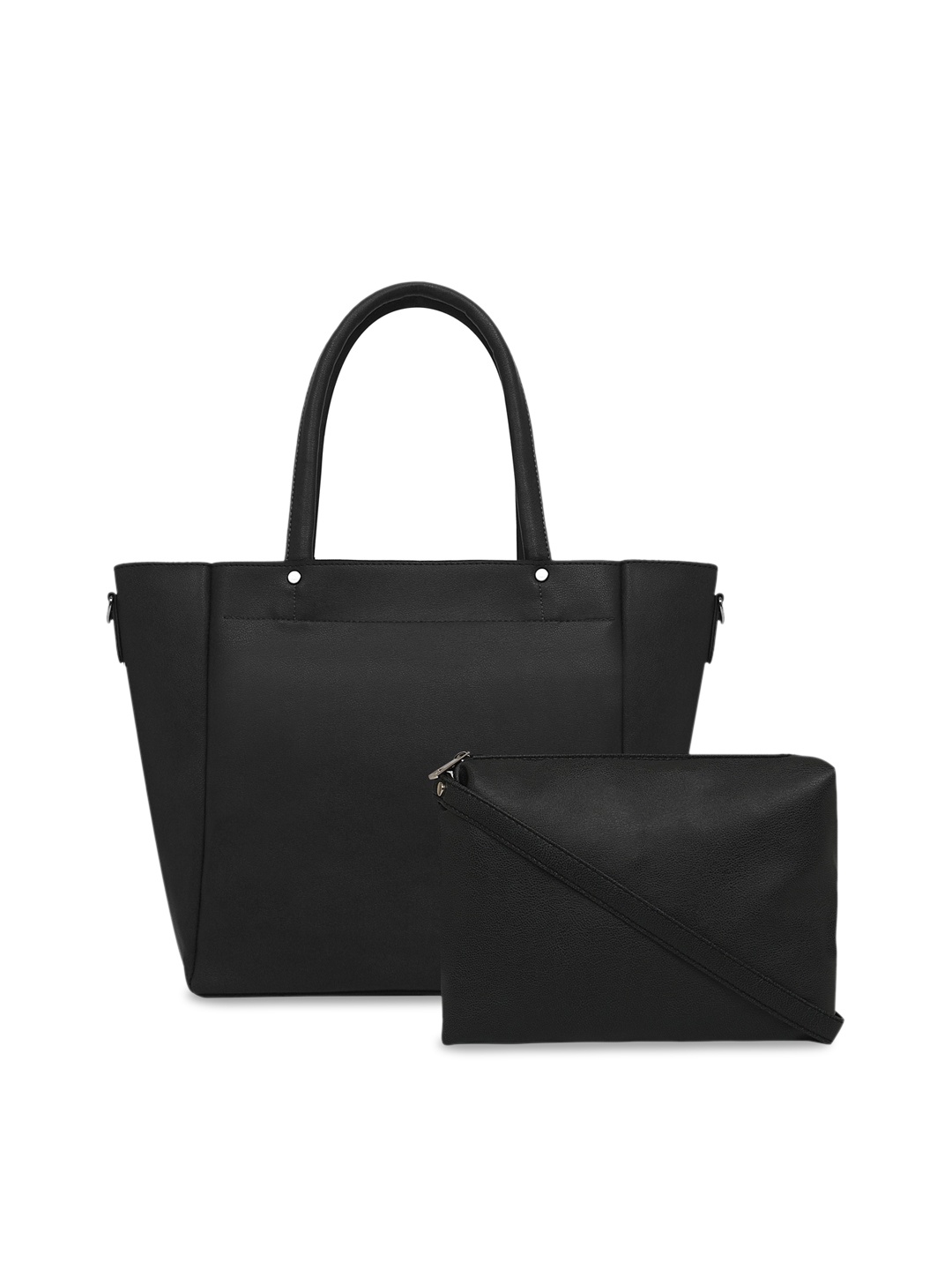 

Toteteca Black Solid Structured Handheld Bag