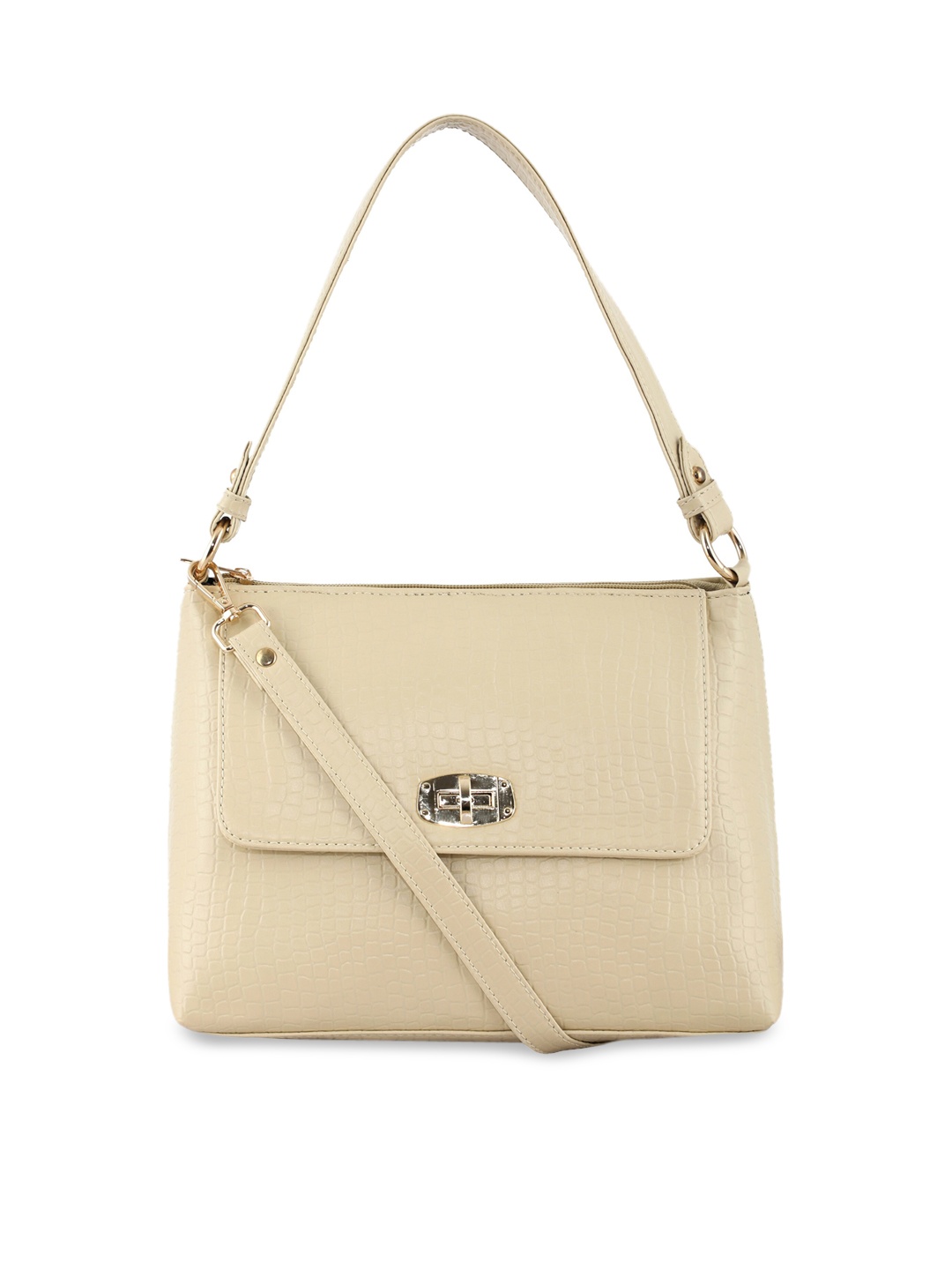 

Toteteca Cream-Coloured Textured Structured Handheld Bag