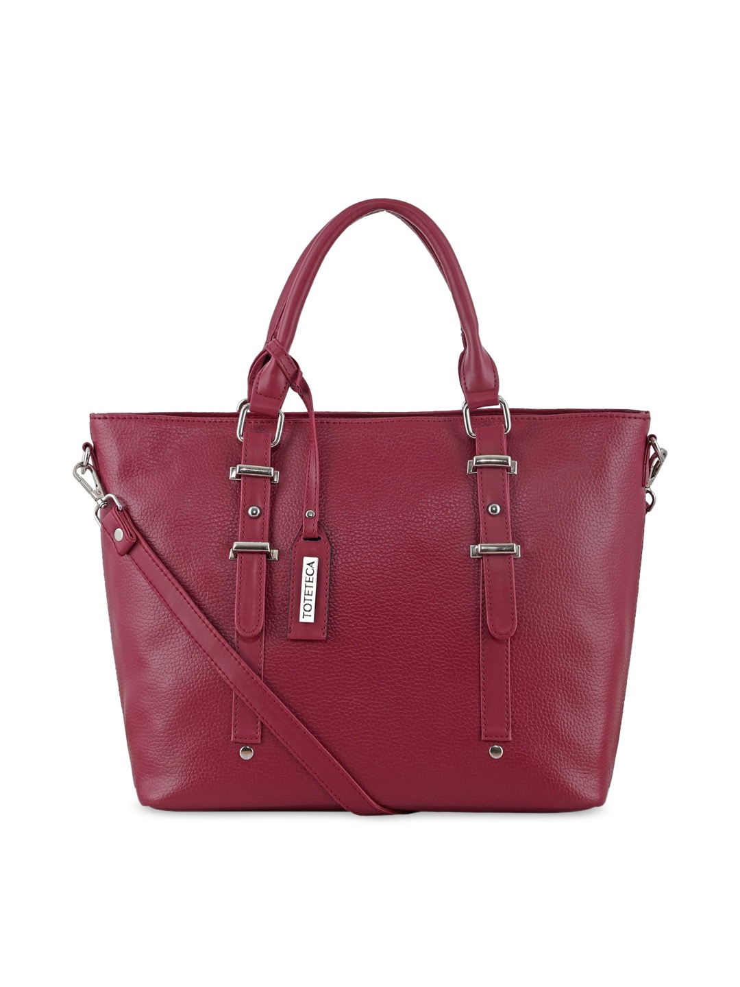 

Toteteca Red Textured Oversized Structured Shoulder Bag