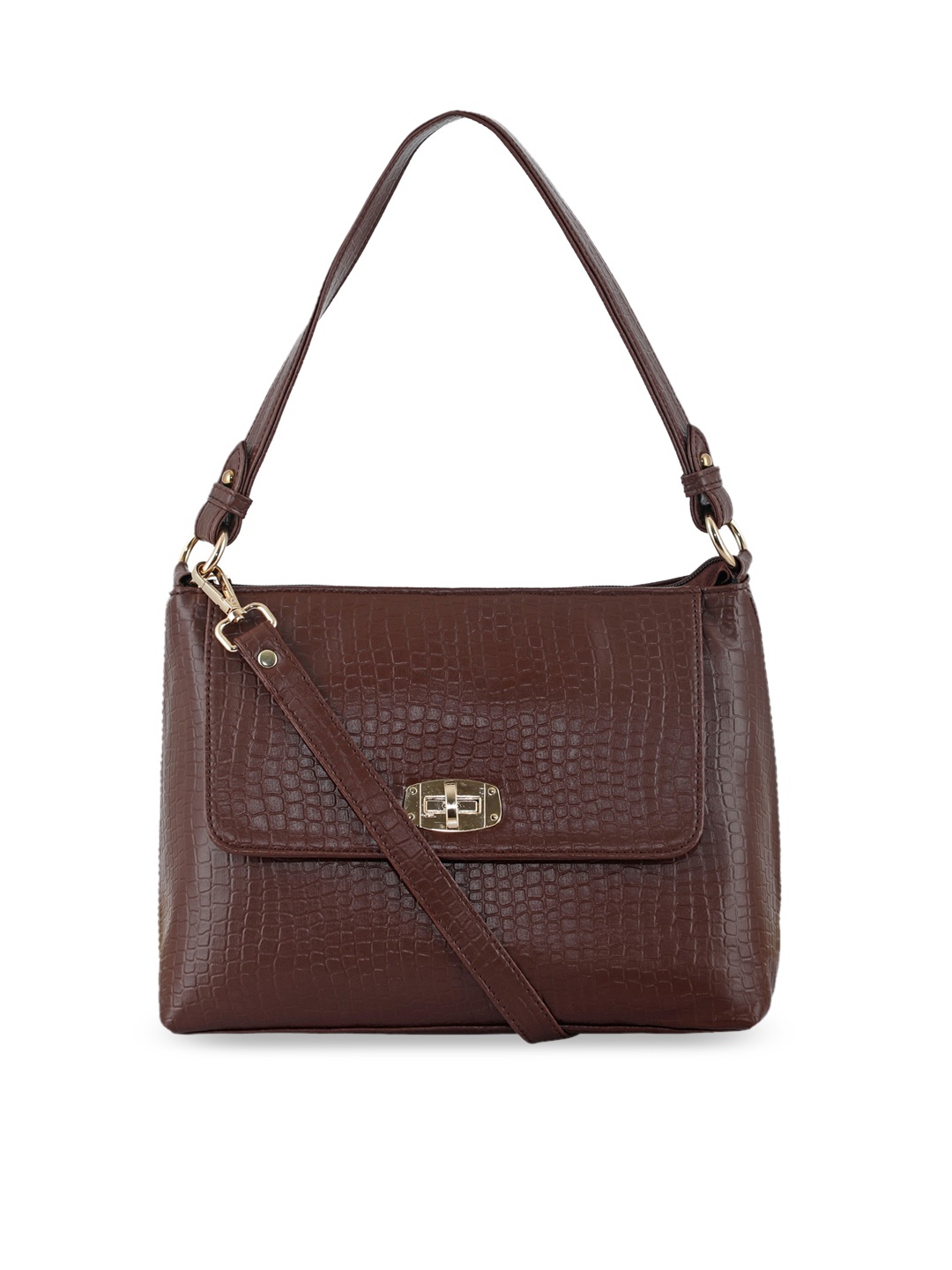 

Toteteca Brown Textured Structured Shoulder Bag