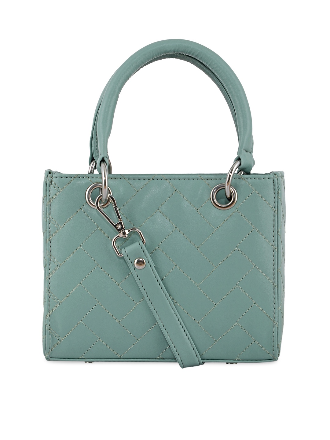 

Toteteca Green Textured Structured Handheld Bag