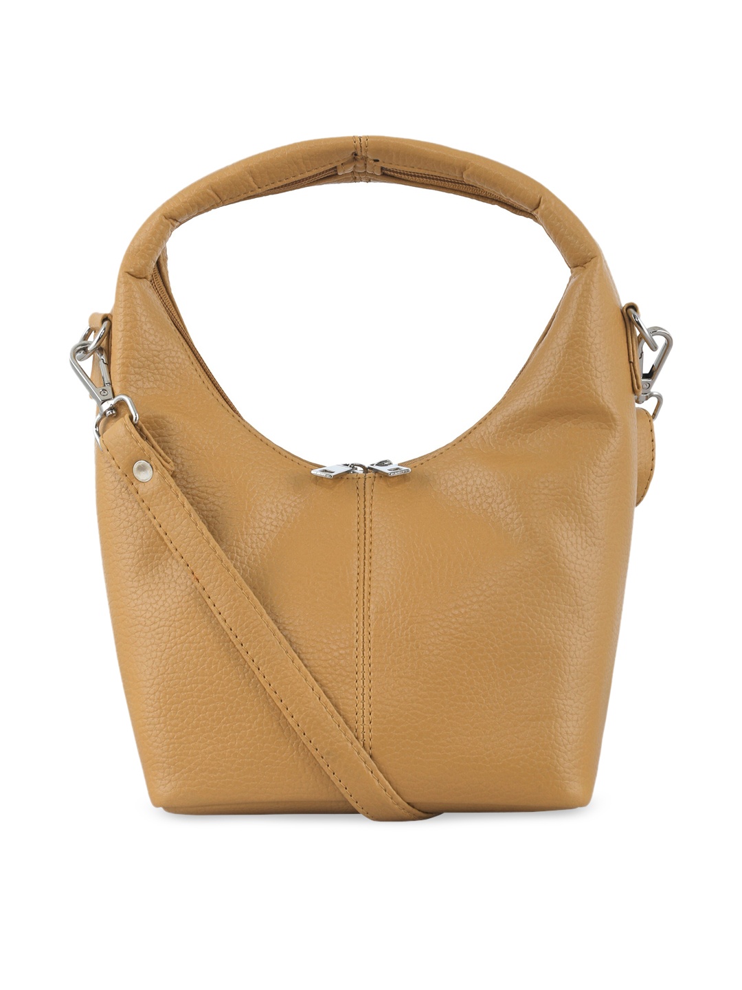 

Toteteca Mustard Brown Structured Hobo Bag
