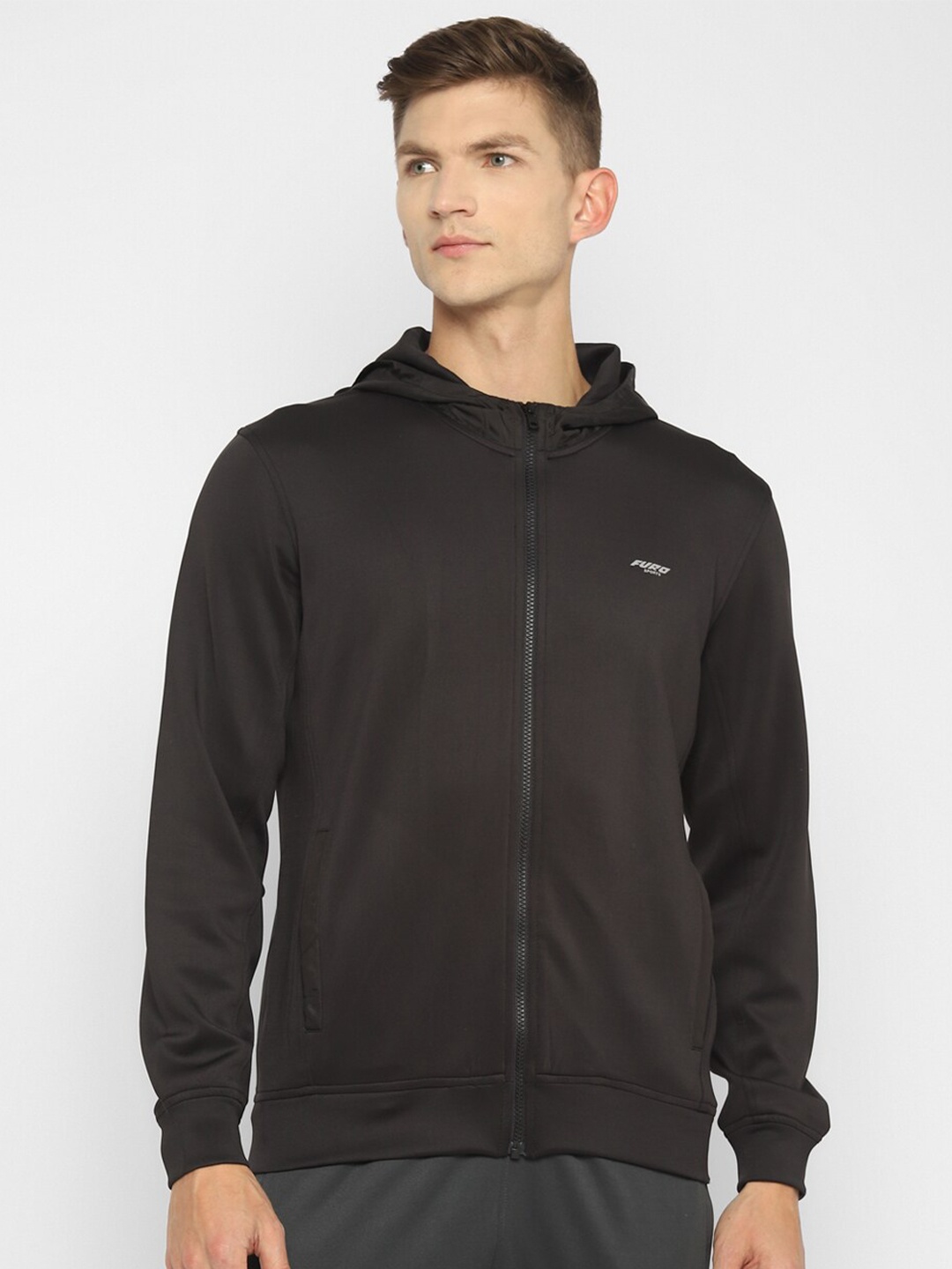 

FURO by Red Chief Men Black Solid Hooded Sweatshirt