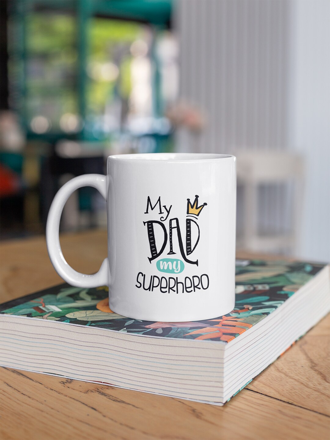 

Oye Happy White & Black My Dad My Superhero Printed Ceramic Glossy Mugs
