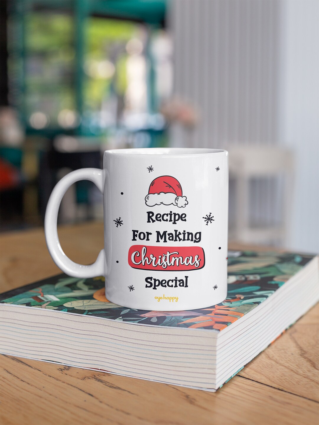 

Oye Happy White & Black Christmas Printed Ceramic Glossy Mug