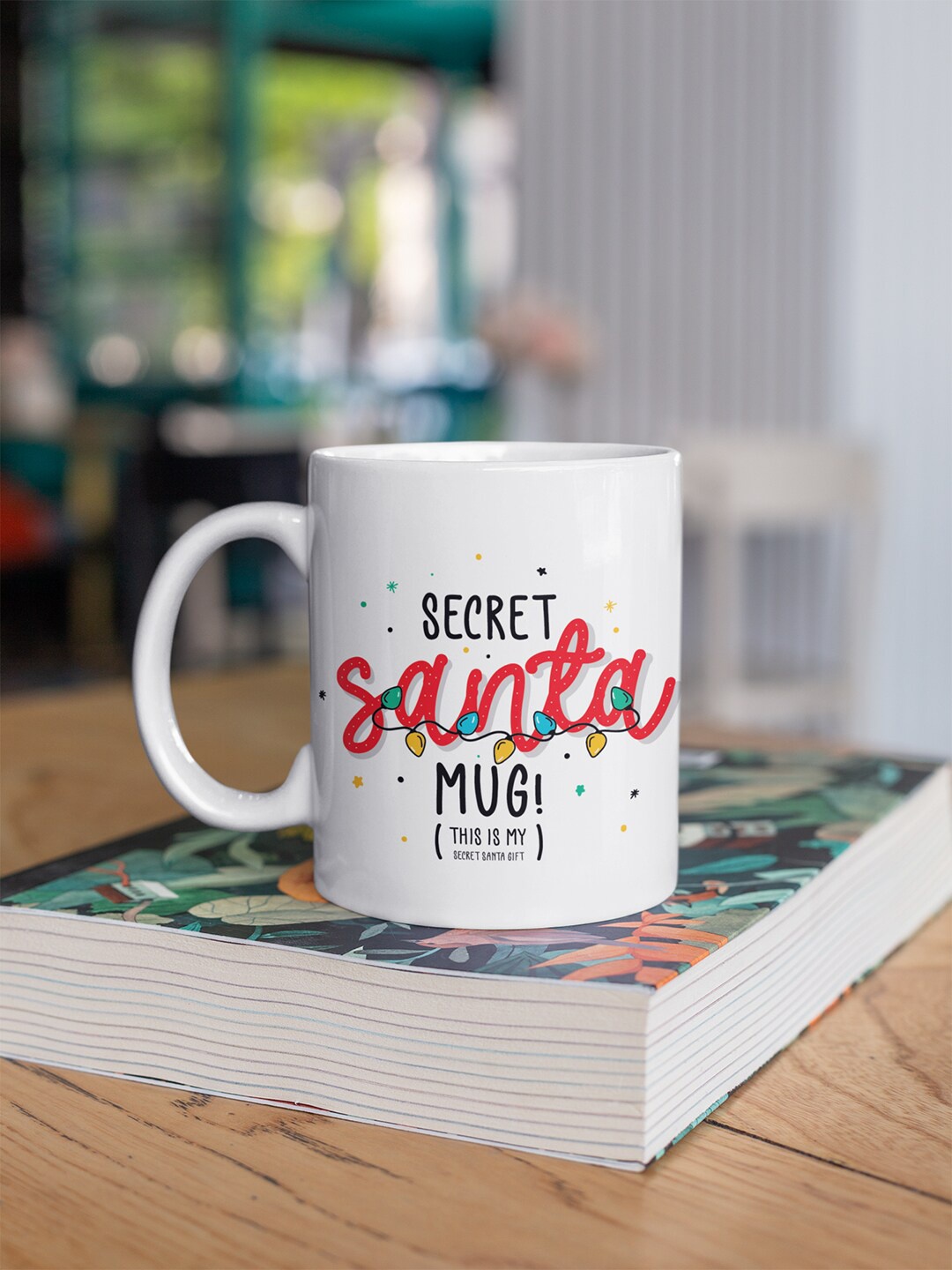 

Oye Happy White & Red Secret Santa Printed Ceramic Glossy Mugs