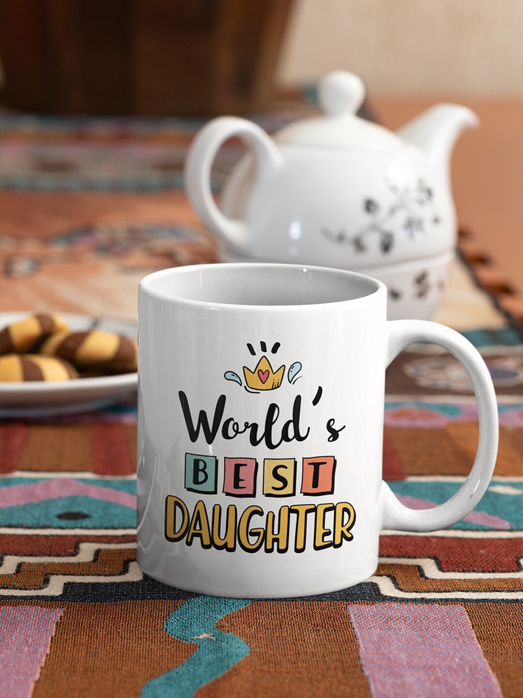

Oye Happy White & Black Printed Ceramic Glossy Mug