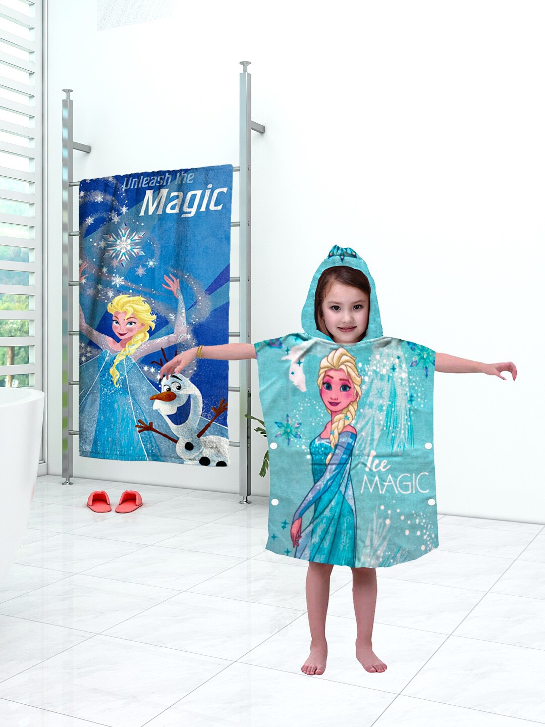 

Disney Kids Multicolored Athom Living Frozen Hooded & Bath Towel Combo, Multi