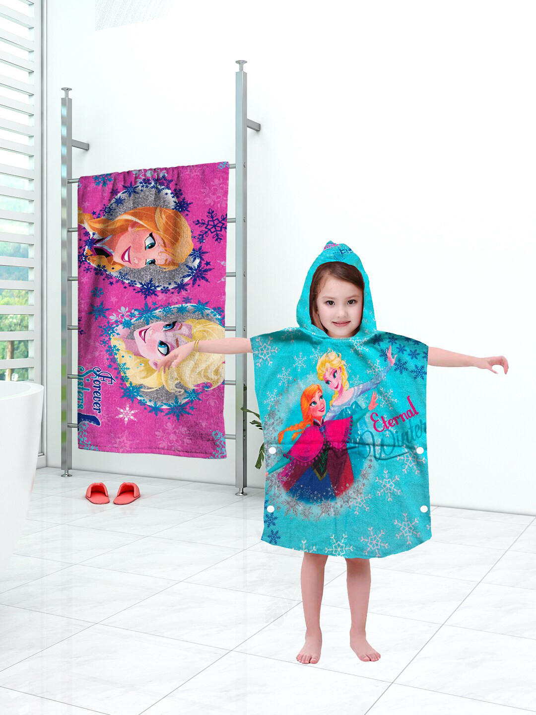 

Disney Kids Multicoloured 2 Pc Frozen Print Hooded & Bath Towel Set, Multi