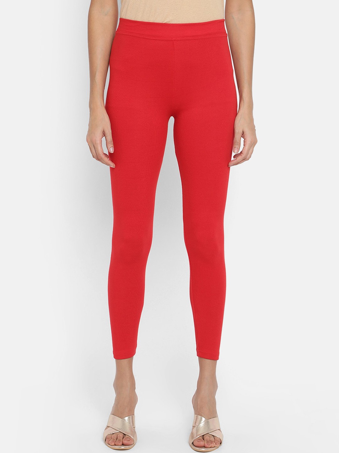 

V2 Value & Variety Women Red Solid Ankle-Length Leggings