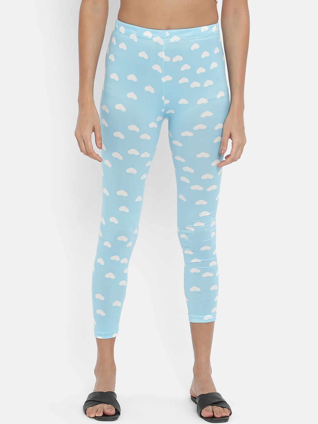 

V2 Value & Variety Women Blue & White Printed Leggings