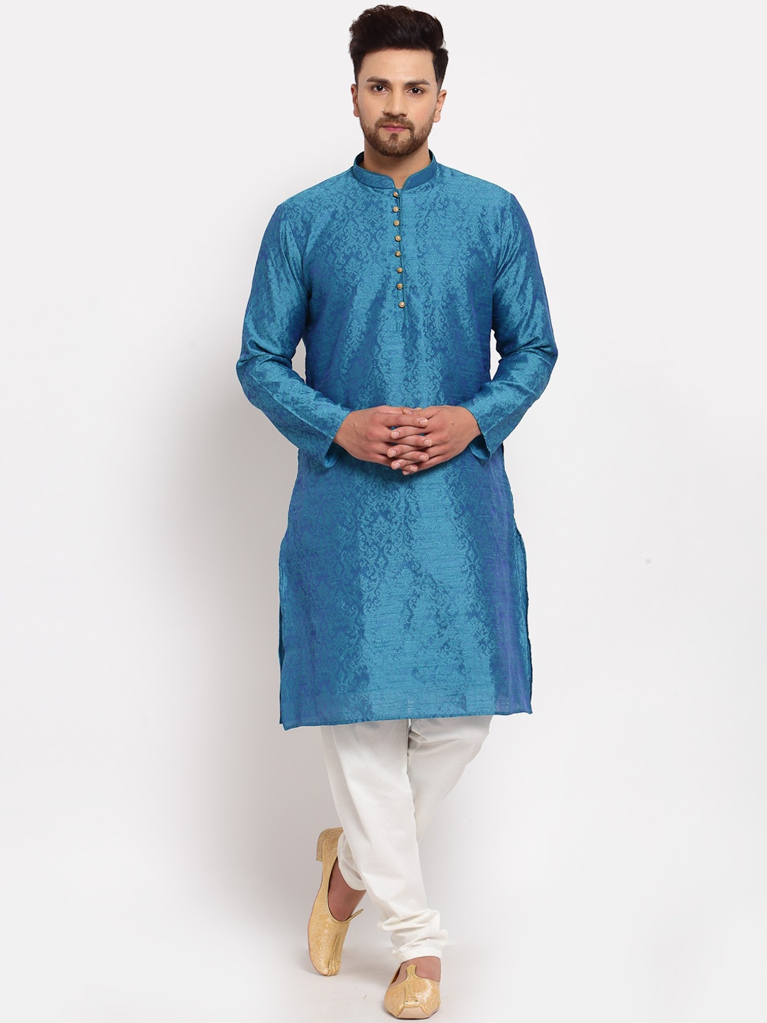 

MOHANLAL SONS Men Turquoise Blue Ethnic Motifs Kurta