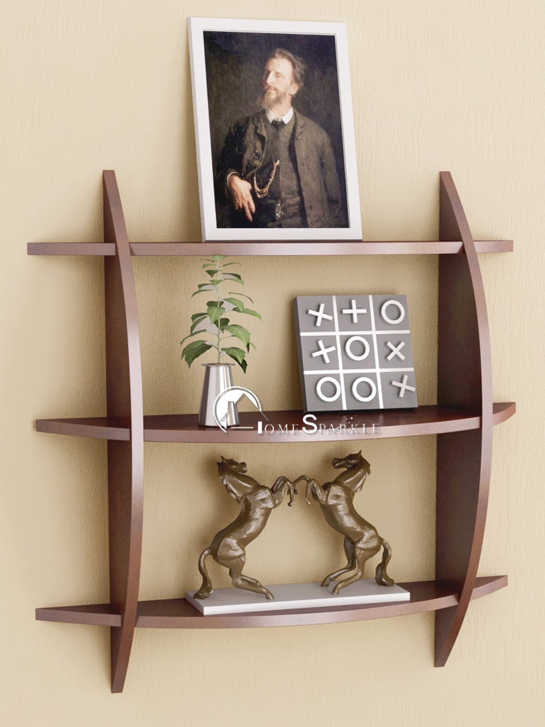 

Home Sparkle Brown MDF Wall Shelf
