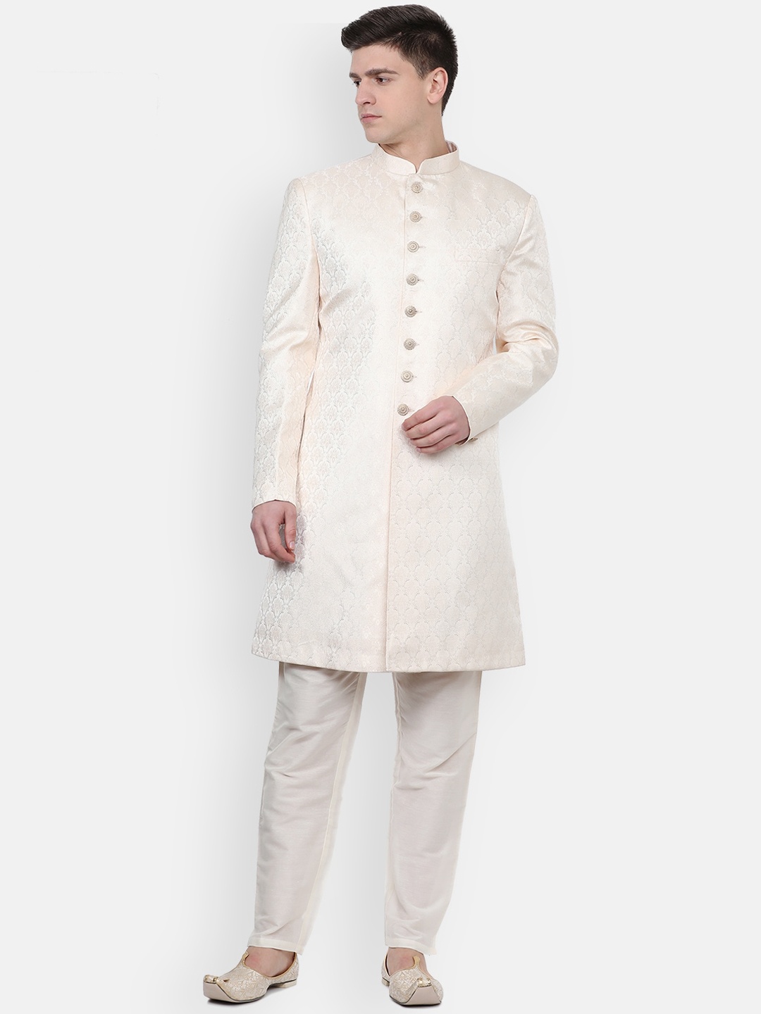 

Louis Philippe Beige Woven Design Sherwani Set