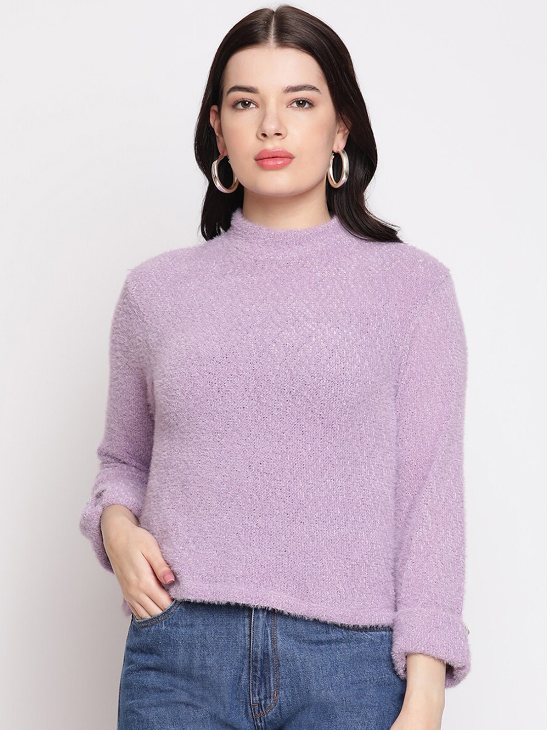 

Madame Mauve Self Design High Neck Top