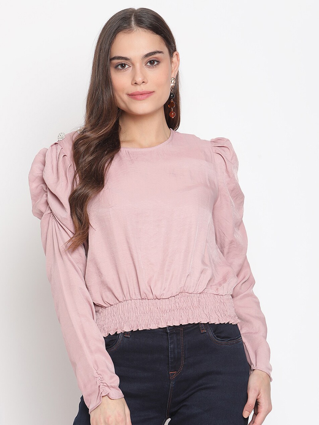 

Madame Peach-Coloured Blouson Top