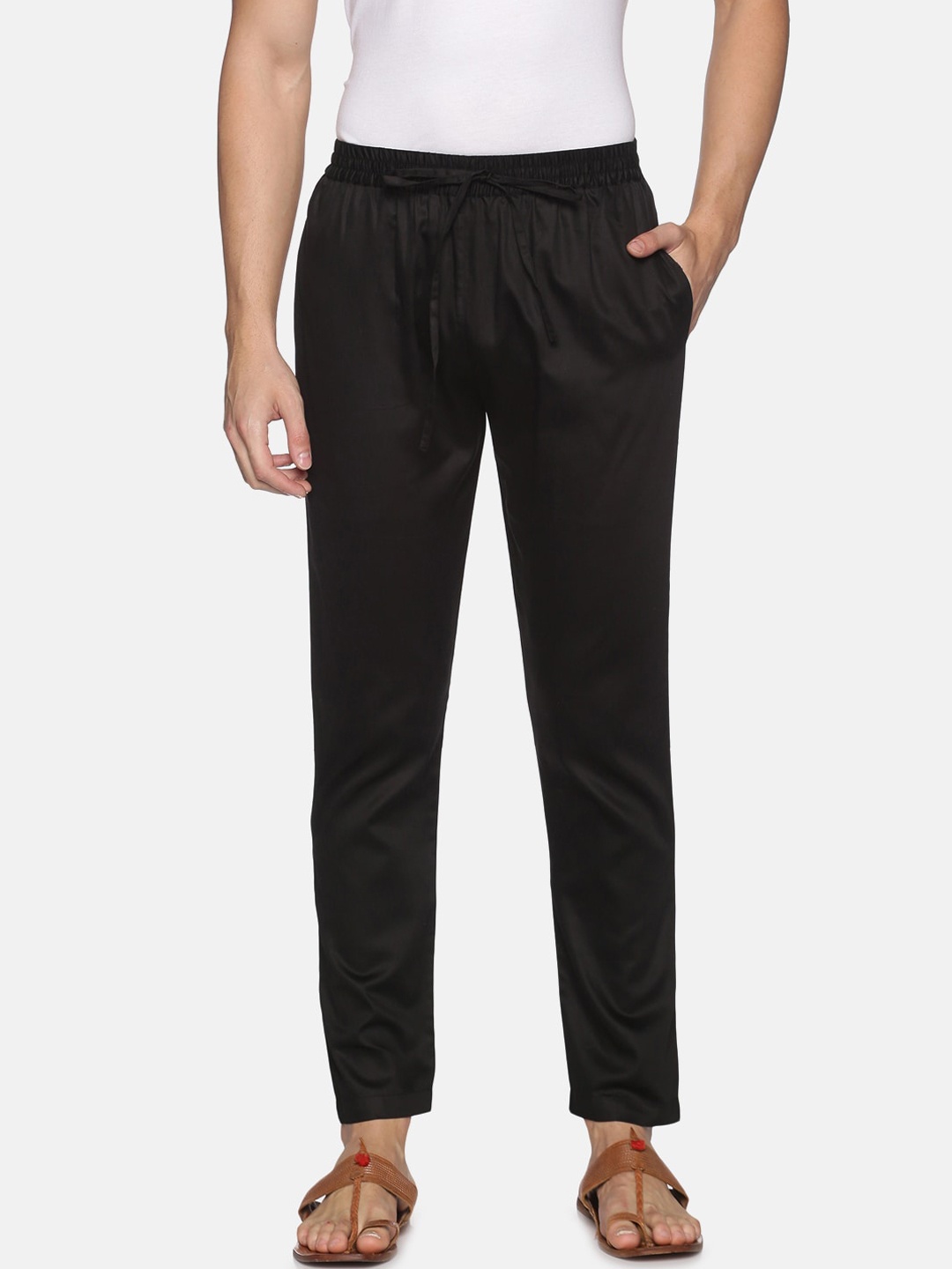 

Saffron Threads Men Black Original Pure Cotton Easy Wash Trousers