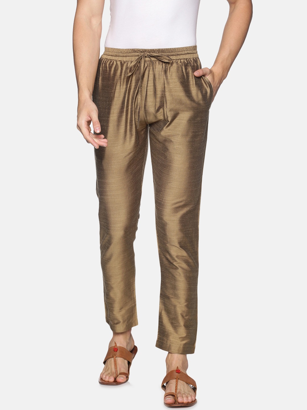 

Saffron Threads Men Gold-Toned Trousers