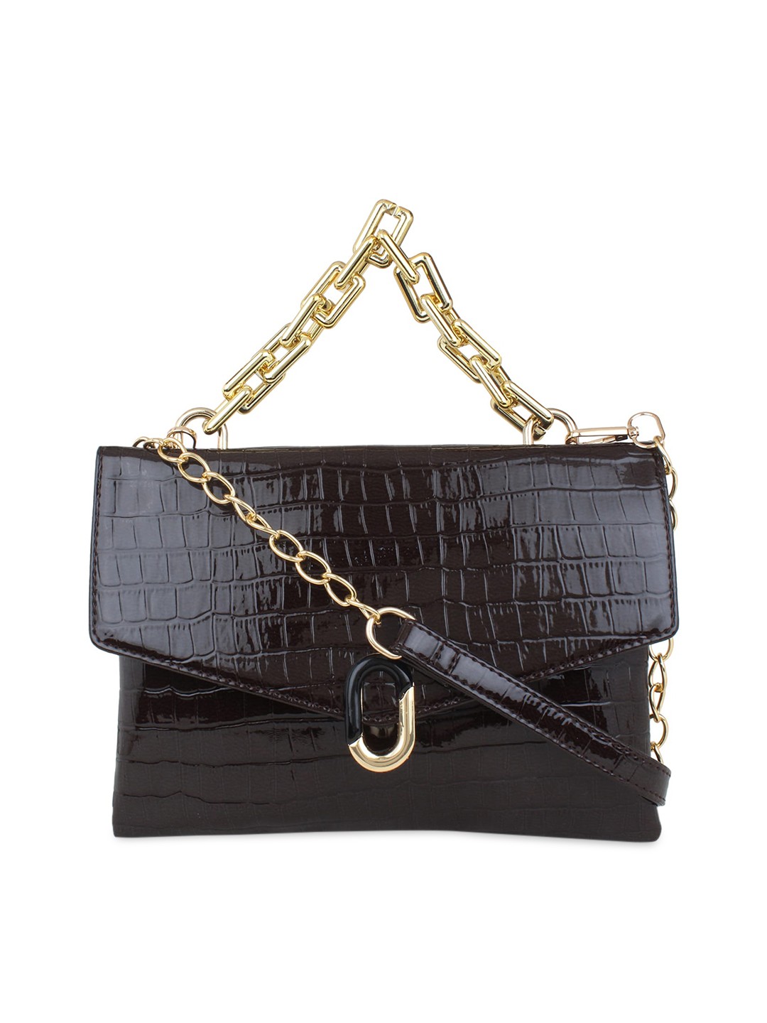 

LEGAL BRIBE Brown Animal Textured PU Structured Handheld Bag