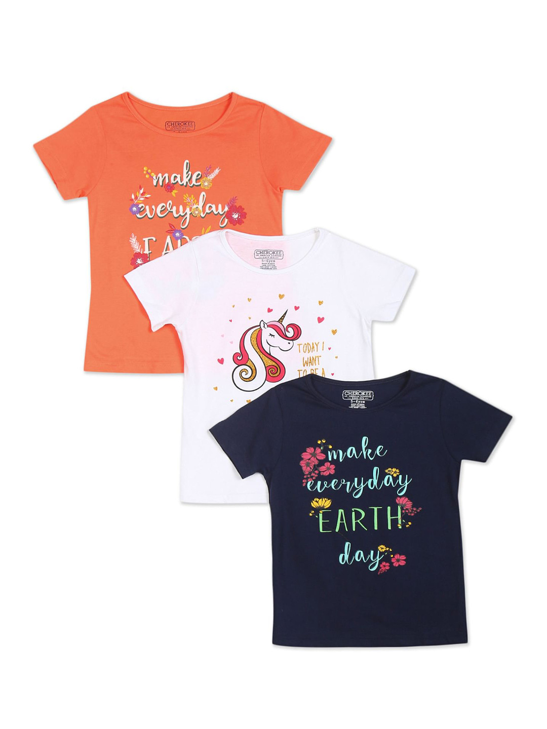 

Cherokee Girls Pack Of 3 Printed T-shirts, Assorted