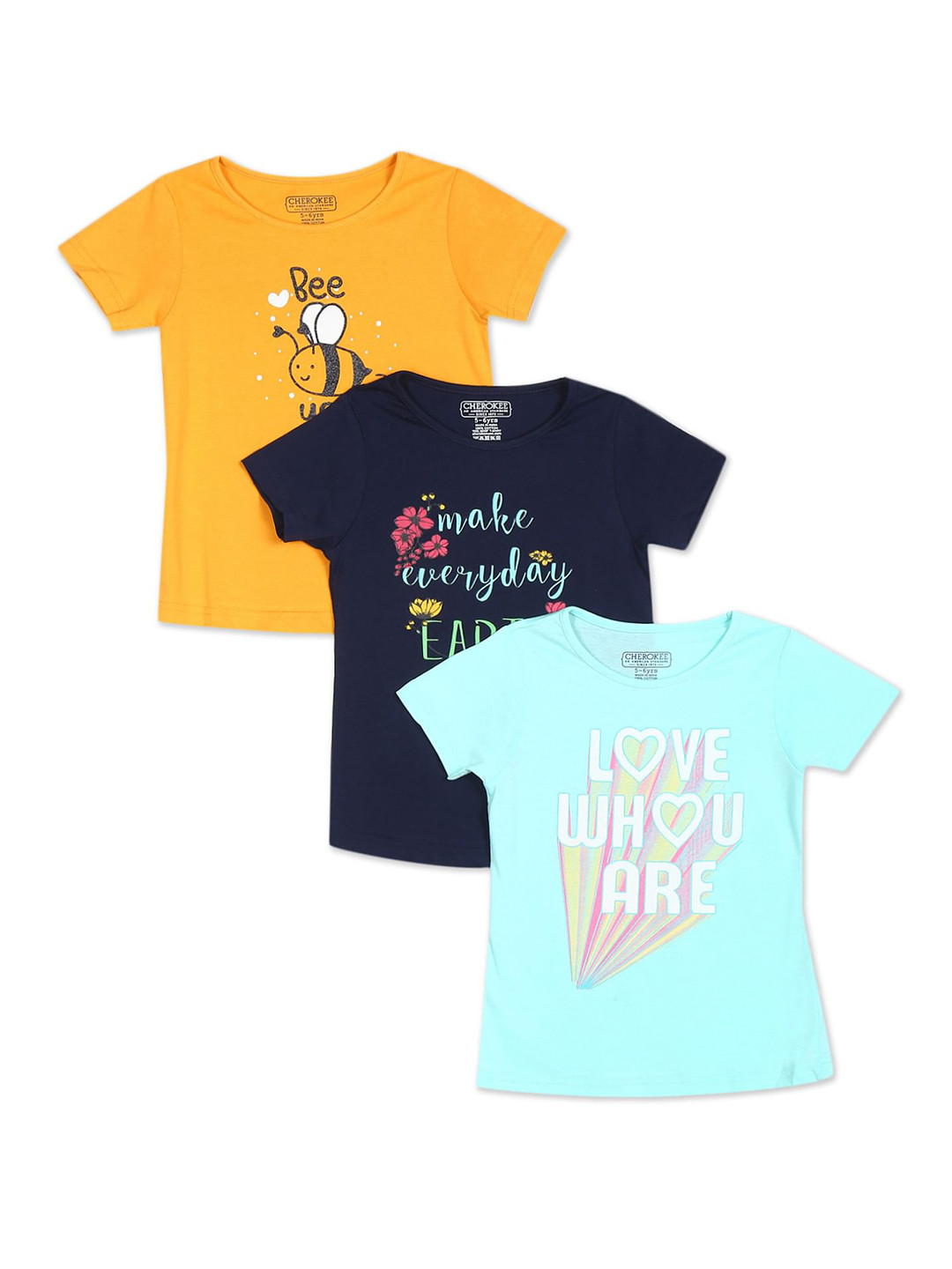 

Cherokee Girls Pack of 3 Assorted Pure Cotton T-shirts
