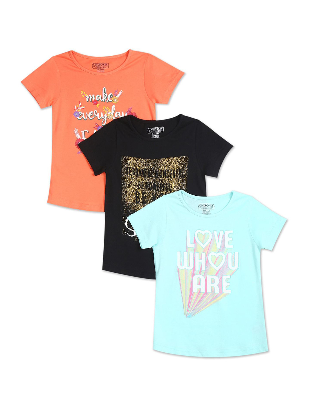 

Cherokee Girls Pack of 3 Assorted Pure Cotton T-shirts