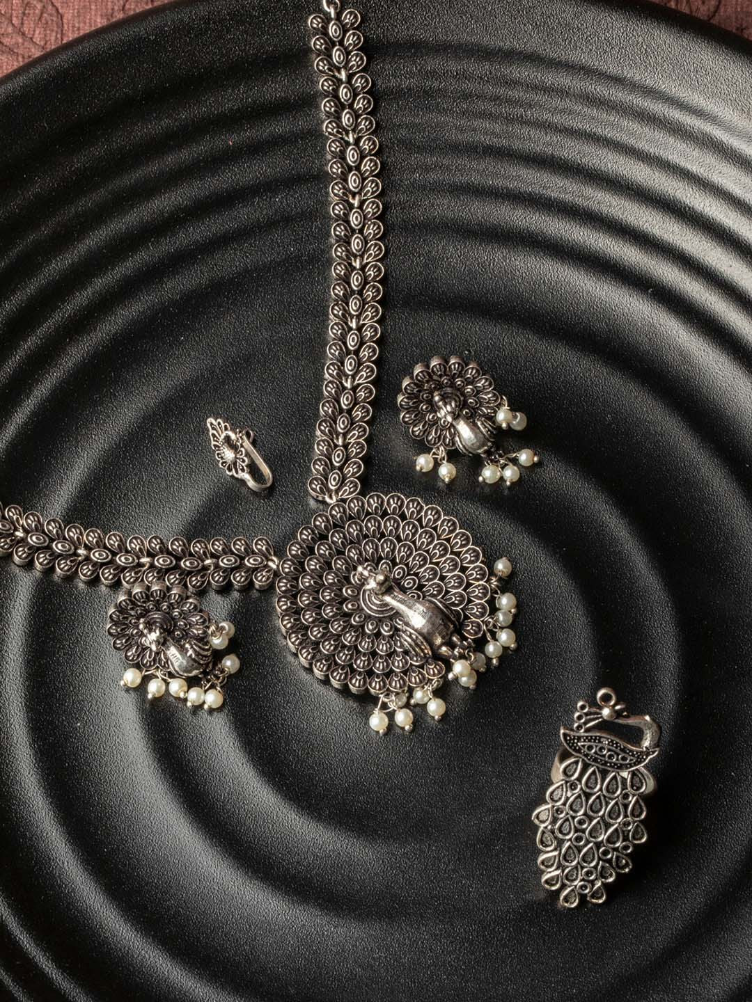 

Priyaasi Silver-Plated & Pearl Studded Jewellery Set