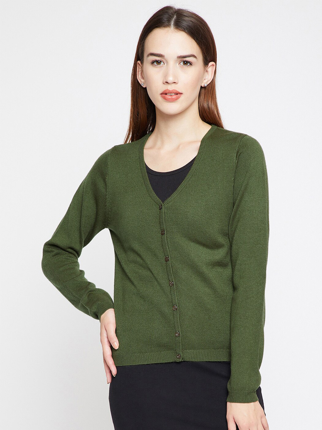 

Madame Women Olive Green Cardigan