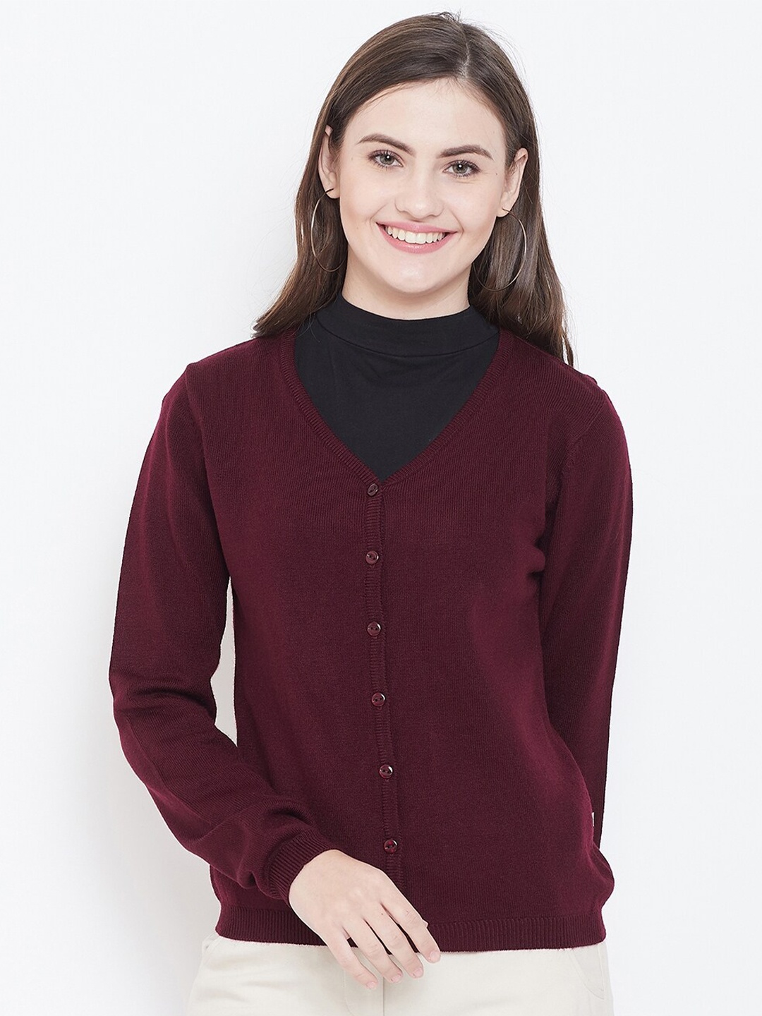 

Madame Women Maroon Cardigan