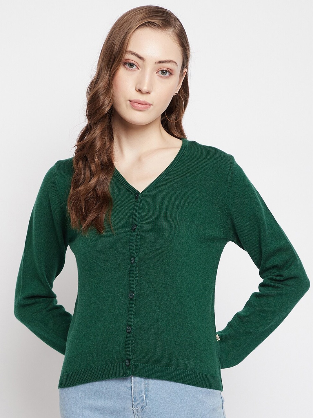 

Madame Women Green Wool Cardigan