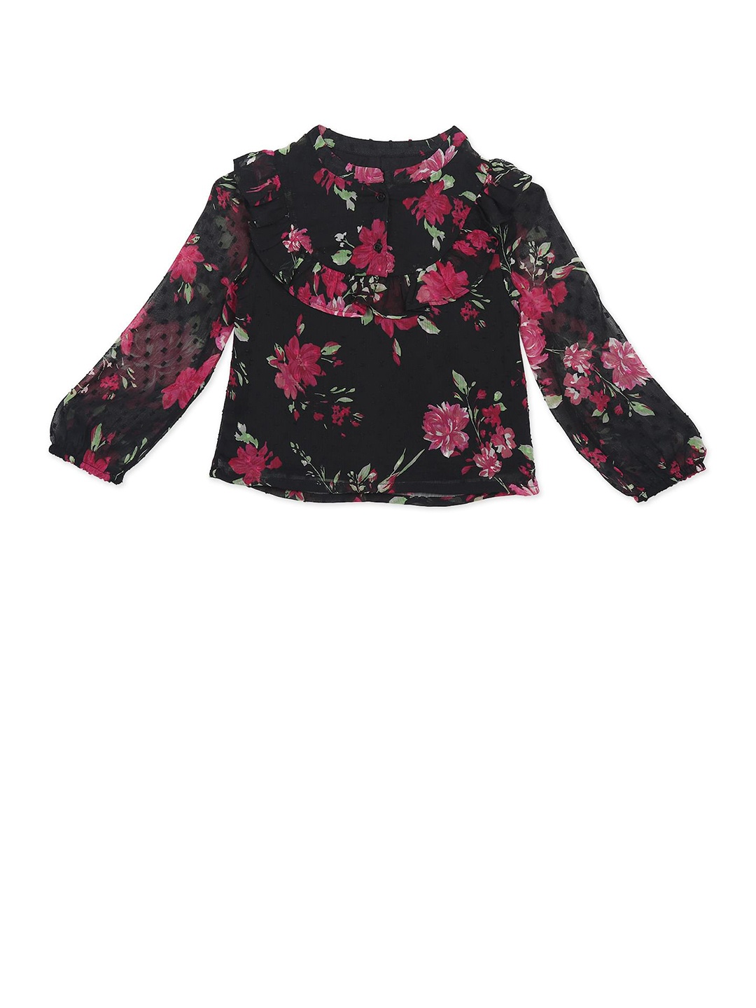 

Cherokee Black & Pink Floral Print Top