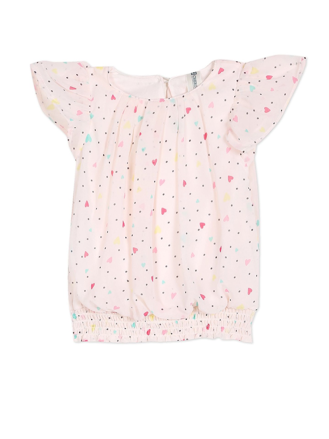 

Cherokee Pink Print Smocked Blouson Top
