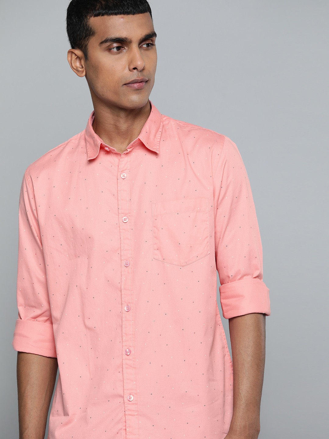 

Harvard Men Pure Cotton Pink Printed Casual Shirt