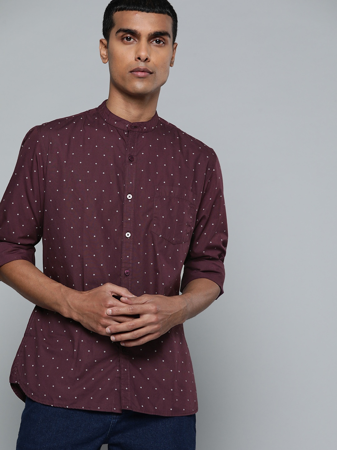 

Harvard Men Pure Cotton Purple Printed Casual Shirt